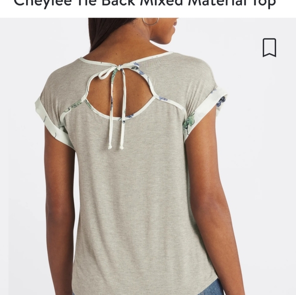 Fortune + Ivy Cheylee Tie Back Mixed Material Blouse - Picture 4 of 4